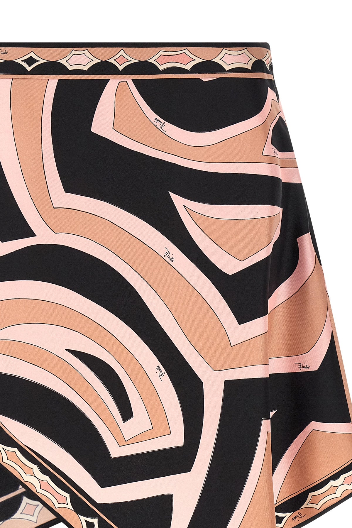 mini skirt in labirinto print silk twill