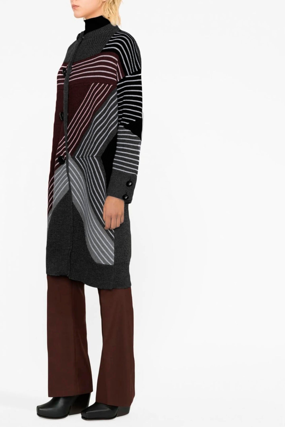multicolored striped wool knit stella by stella coat