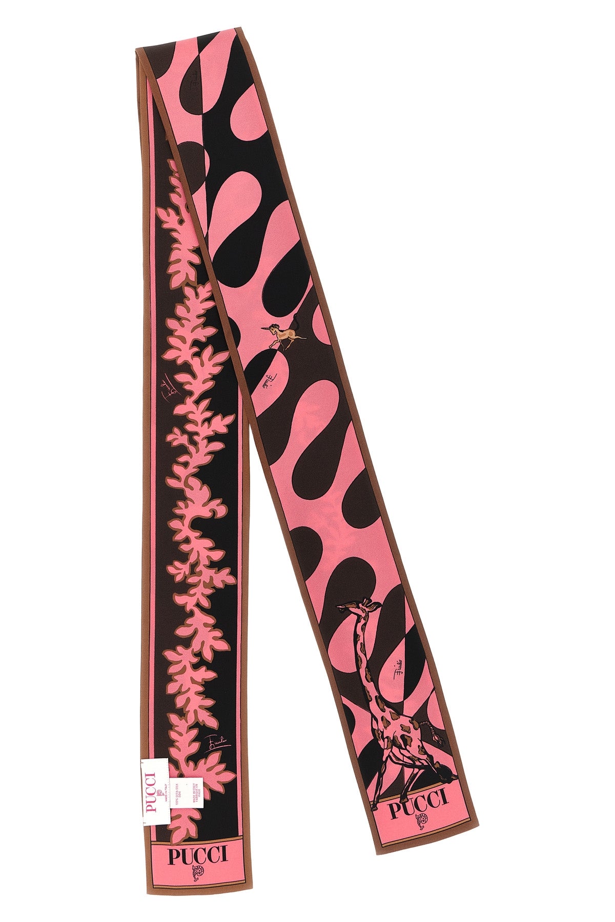 the pucci bandeau scarf stands out for its elongated silhouette and precisely fi
