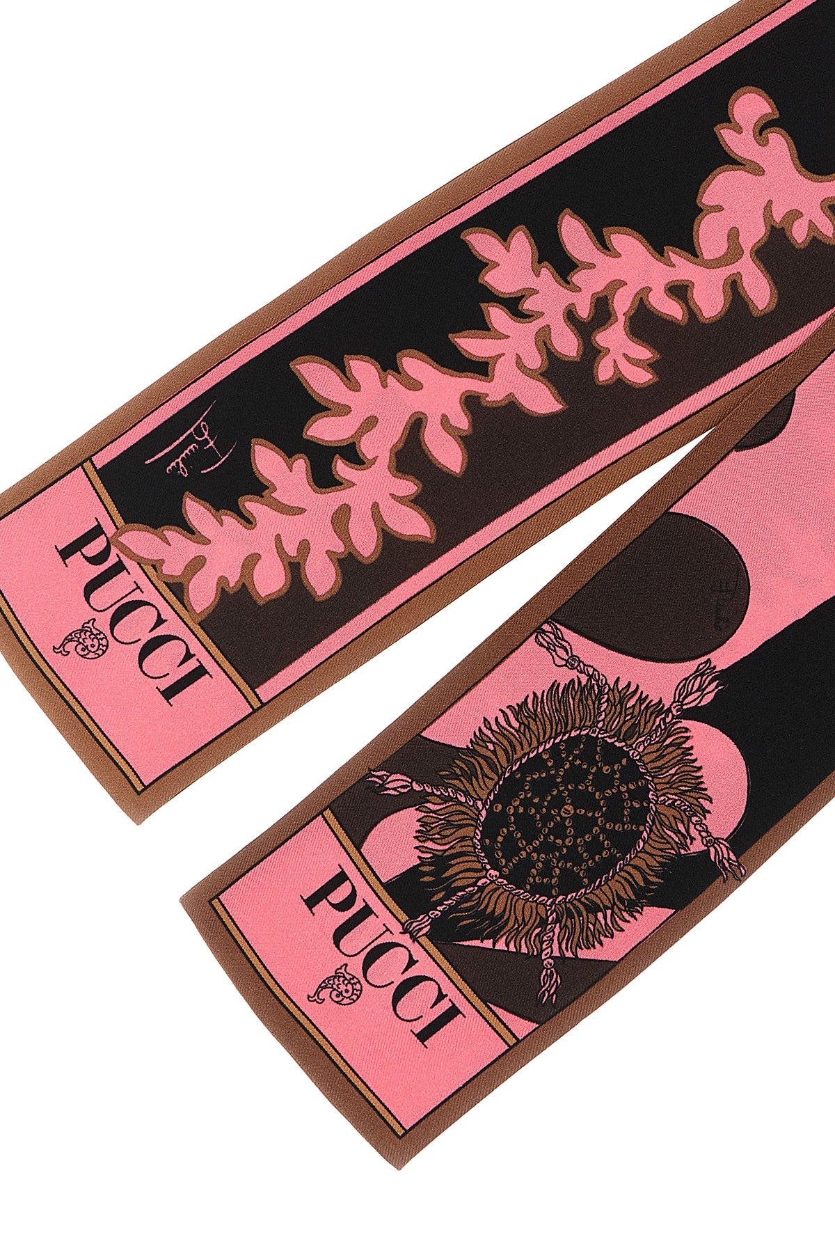 the pucci bandeau scarf stands out for its elongated silhouette and precisely fi