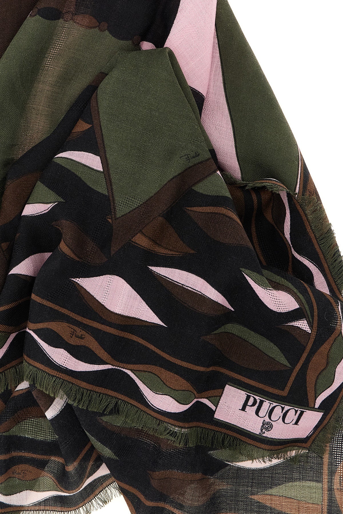 pucci pashmina in wool and silk blend stands out for its impalpable texture and