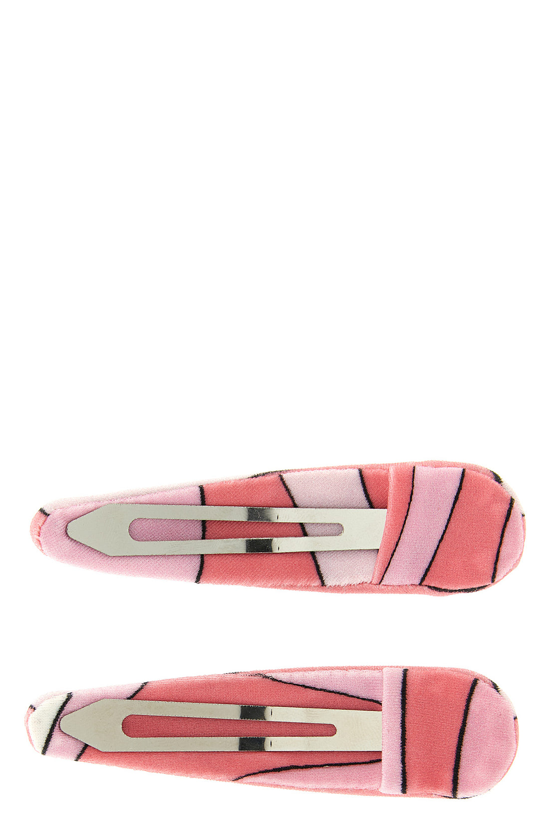PUCCI OS the pucci hair clip set is distinguished by a snap construction covered in lycra
