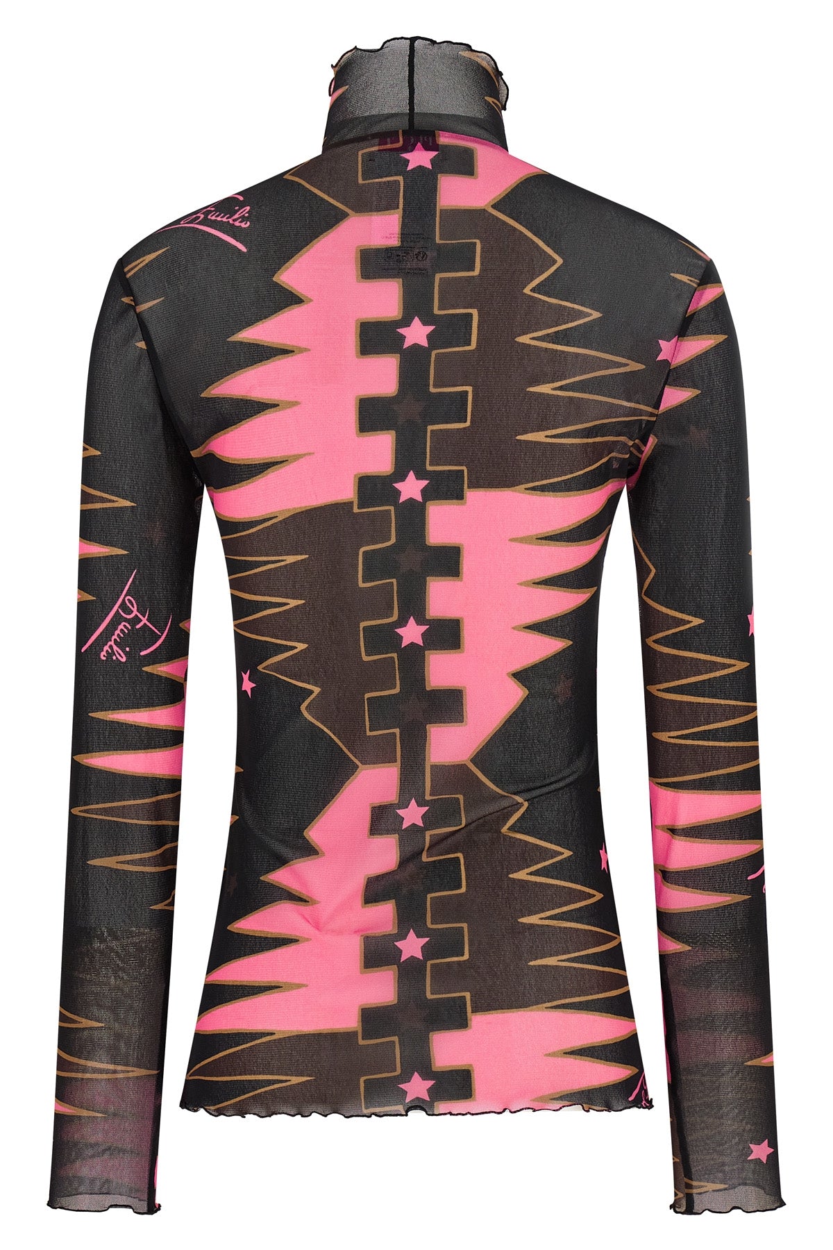 the pucci top is made of impalpable and semi-transparent tulle that creates a so