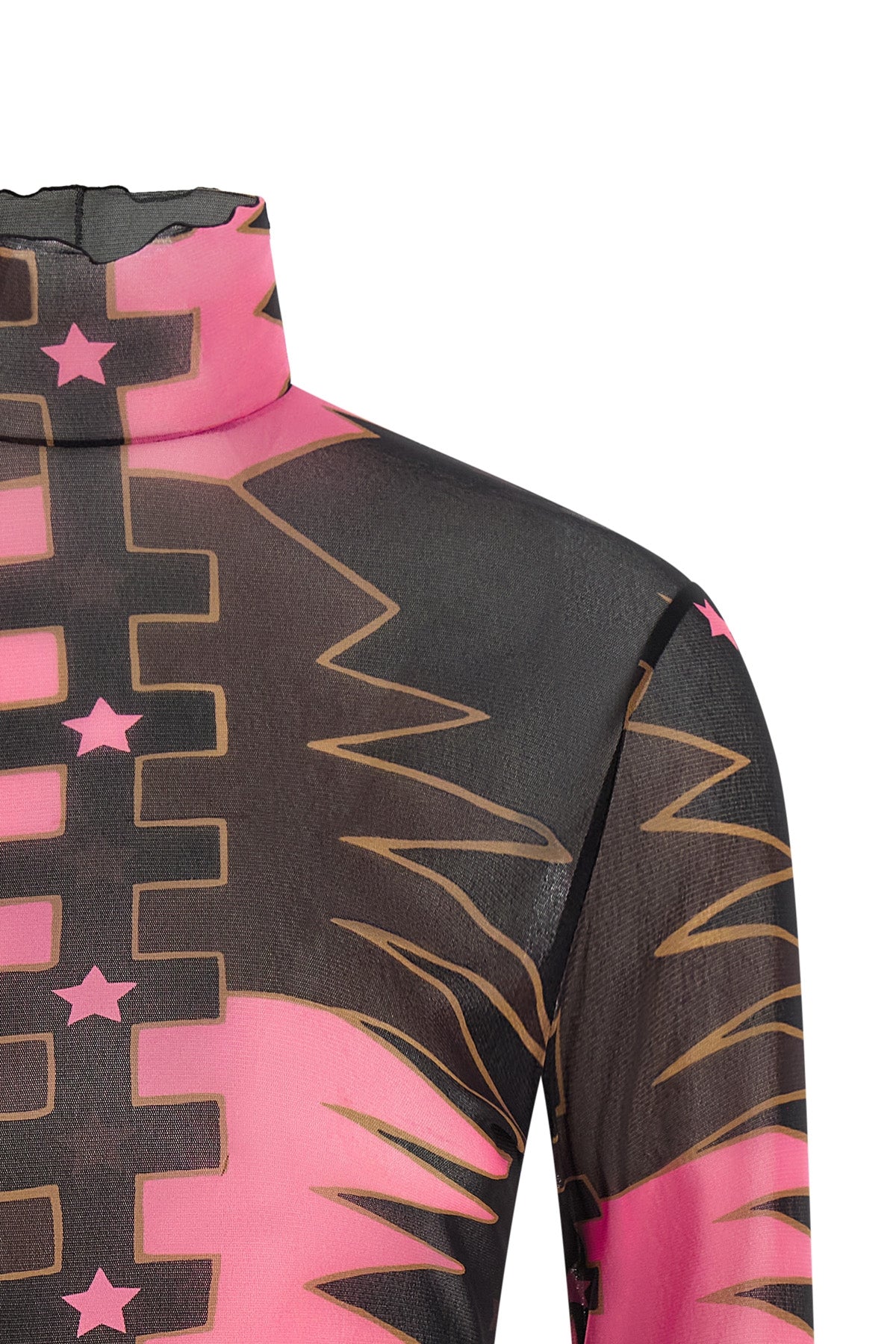 the pucci top is made of impalpable and semi-transparent tulle that creates a so