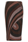 the pucci midi skirt defines a tight silhouette through a sophisticated processi