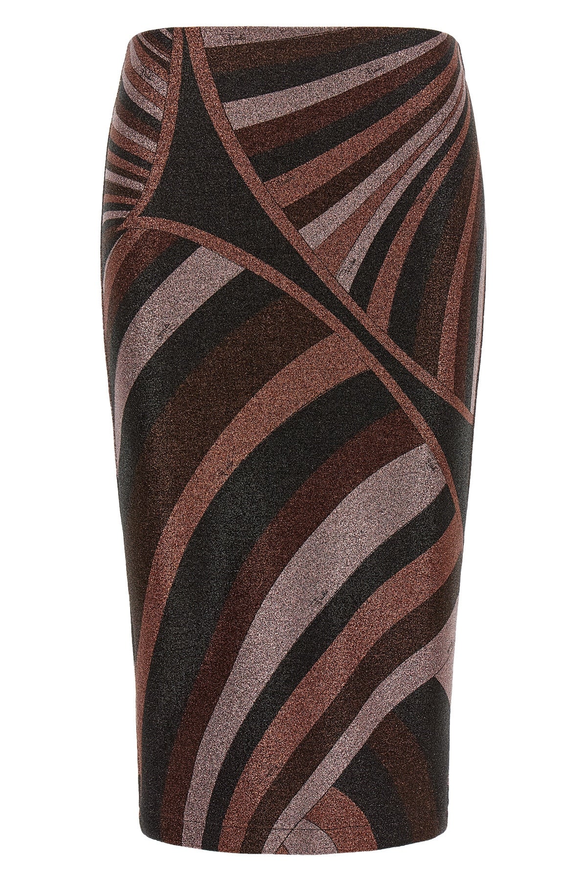the pucci midi skirt defines a tight silhouette through a sophisticated processi
