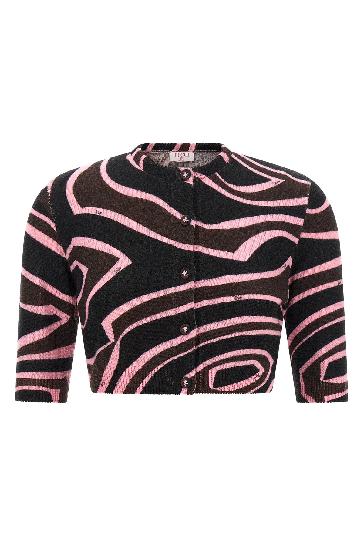 the pucci wool blend cropped cardigan defines a new concept of tailored knitwear