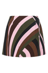 the pucci mini skirt defines an a-shaped silhouette through a sophisticated silk