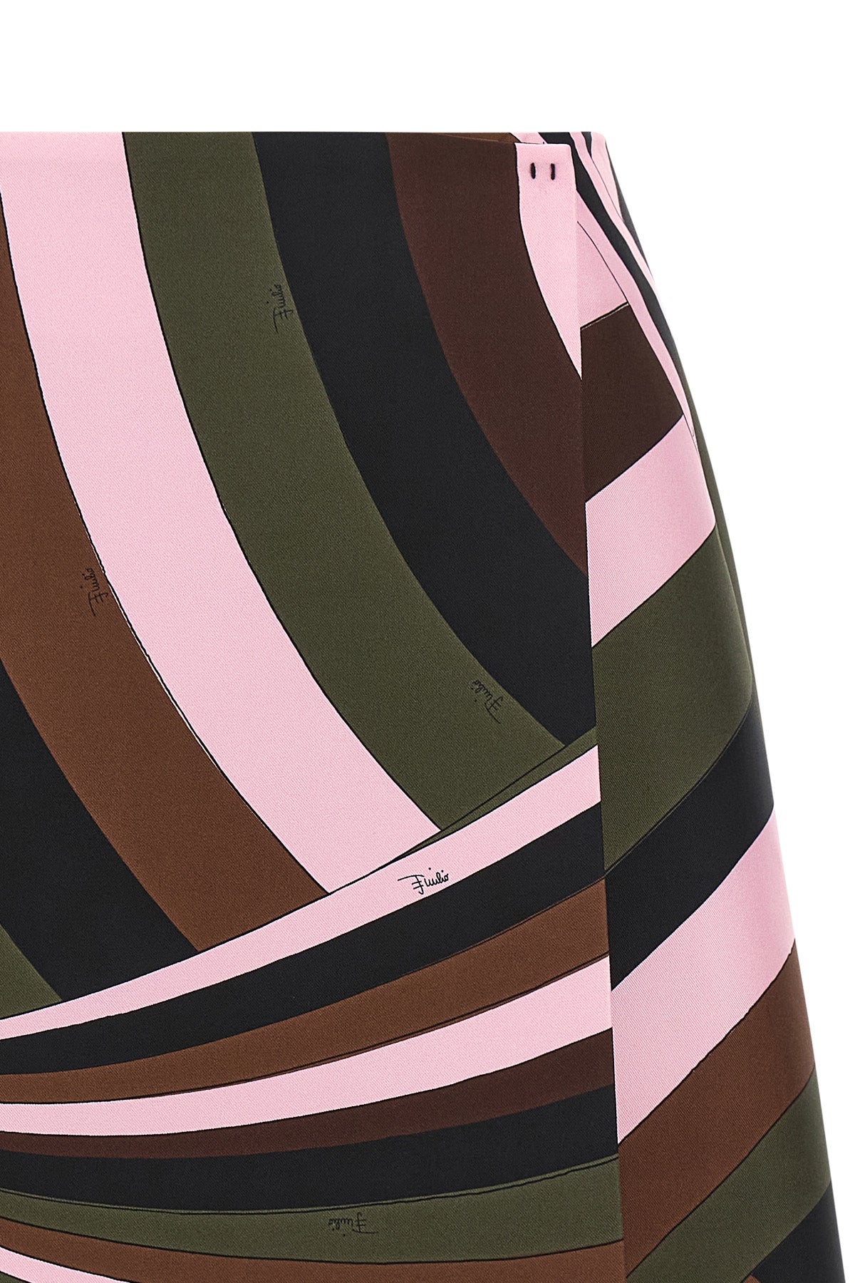 the pucci mini skirt defines an a-shaped silhouette through a sophisticated silk