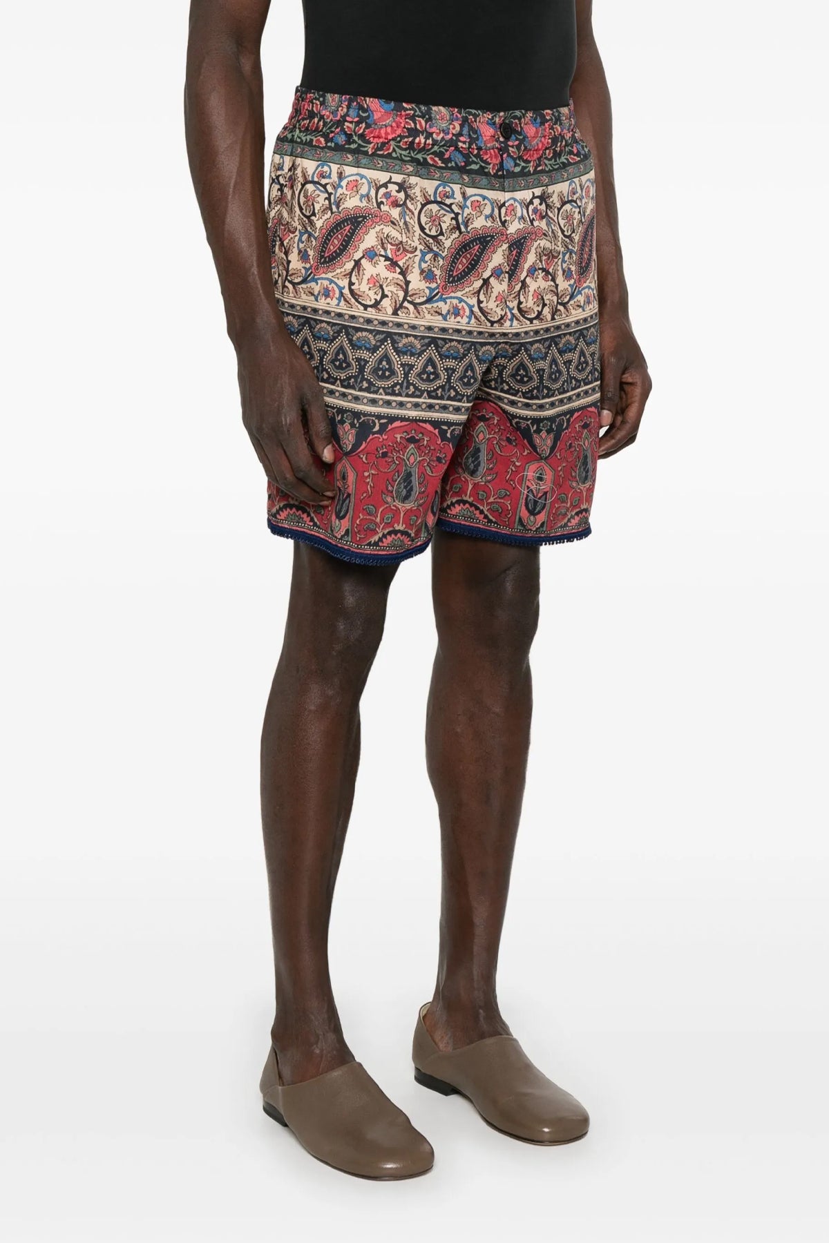 voyage imaginaire print cotton bermuda shorts