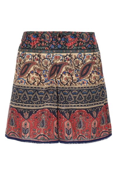 voyage imaginaire print cotton bermuda shorts
