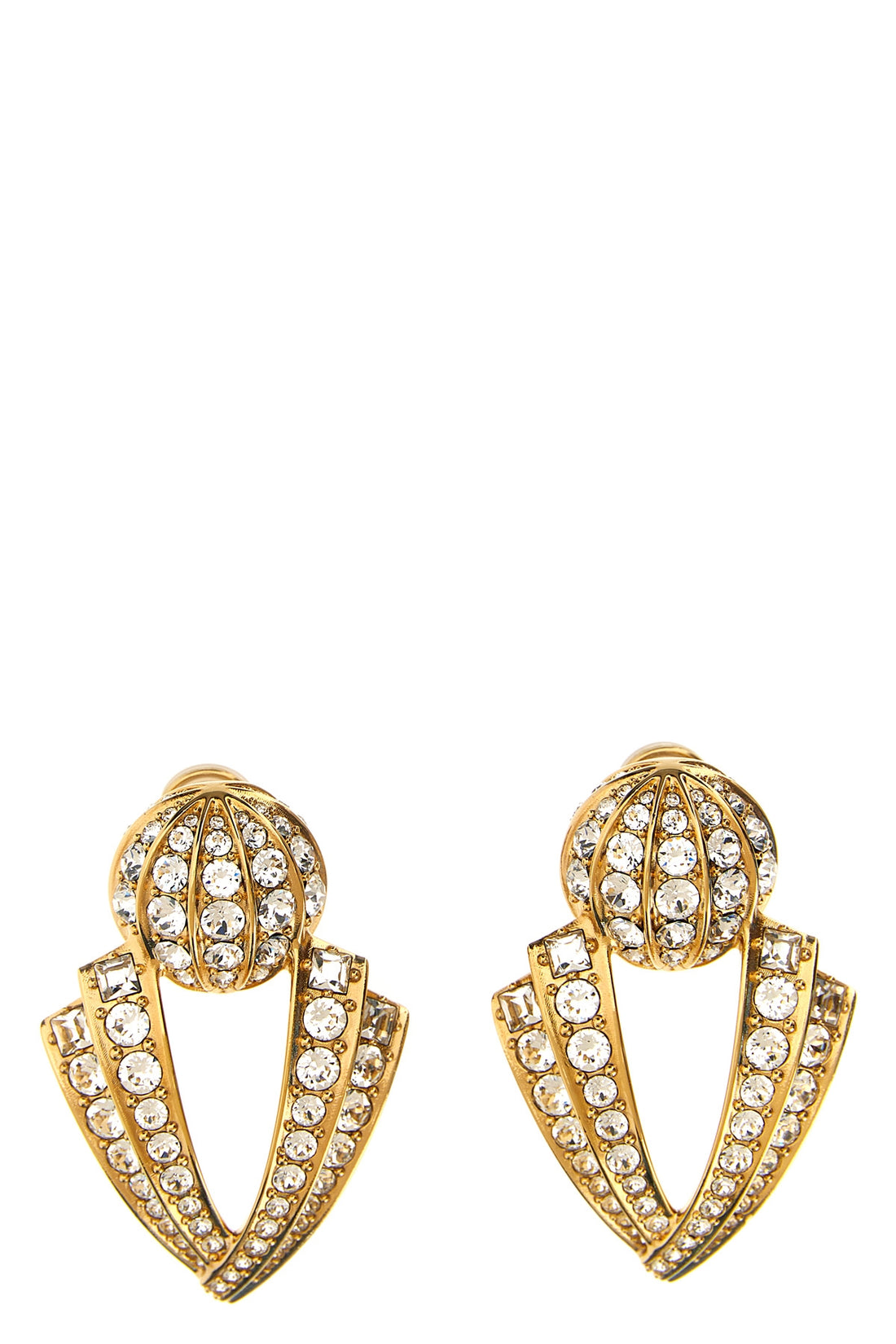 VALENTINO GARAVANI OS poetique des gouttes earrings in gold metal and crystals  swarovski® all-over