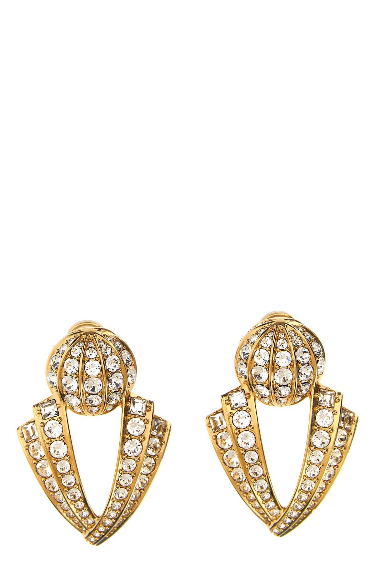 poetique des gouttes earrings in gold metal and crystals  swarovski® all-over