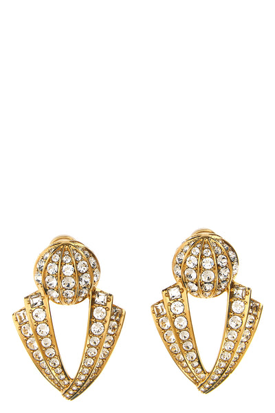 poetique des gouttes earrings in gold metal and crystals  swarovski® all-over