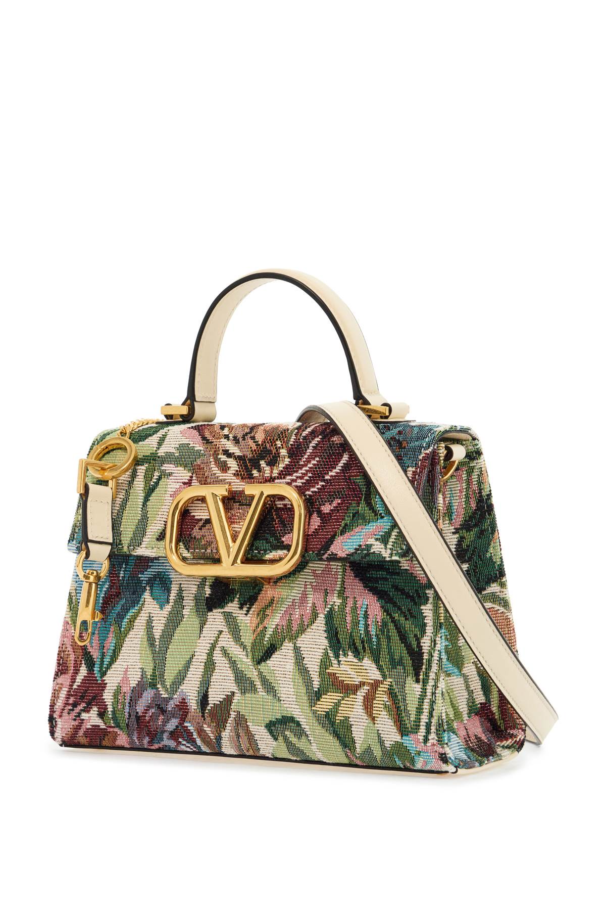 small floral multicolor handbag with adjustable shoulder strap