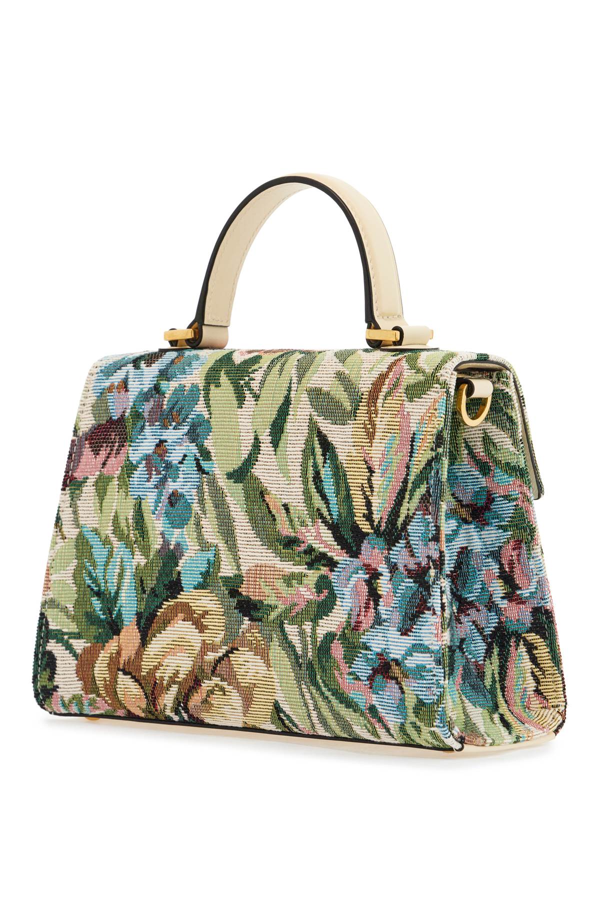 small floral multicolor handbag with adjustable shoulder strap