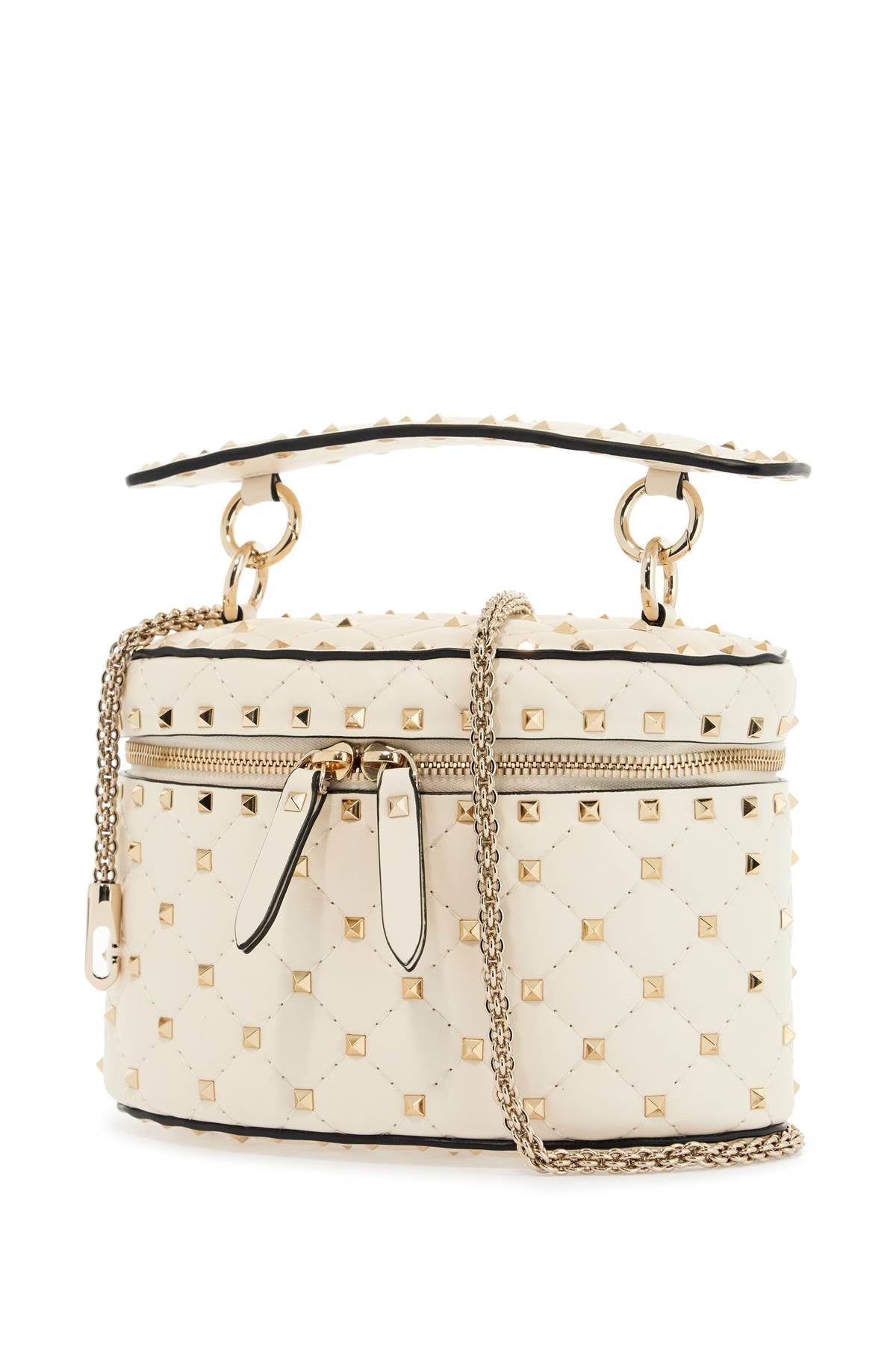 light ivory leather cylinder bag with chain