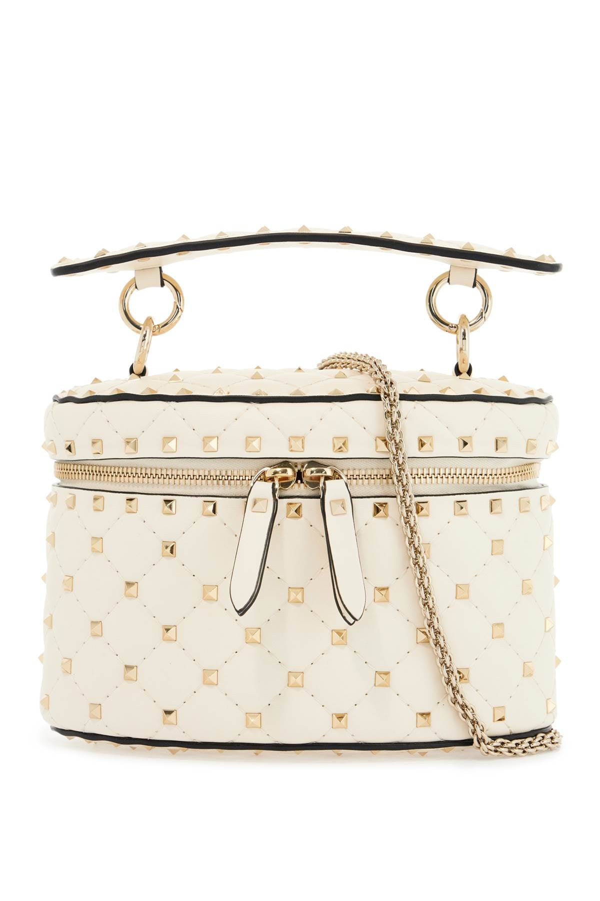 light ivory leather cylinder bag with chain