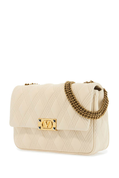 quilted shoulder bag butter white with golden chain