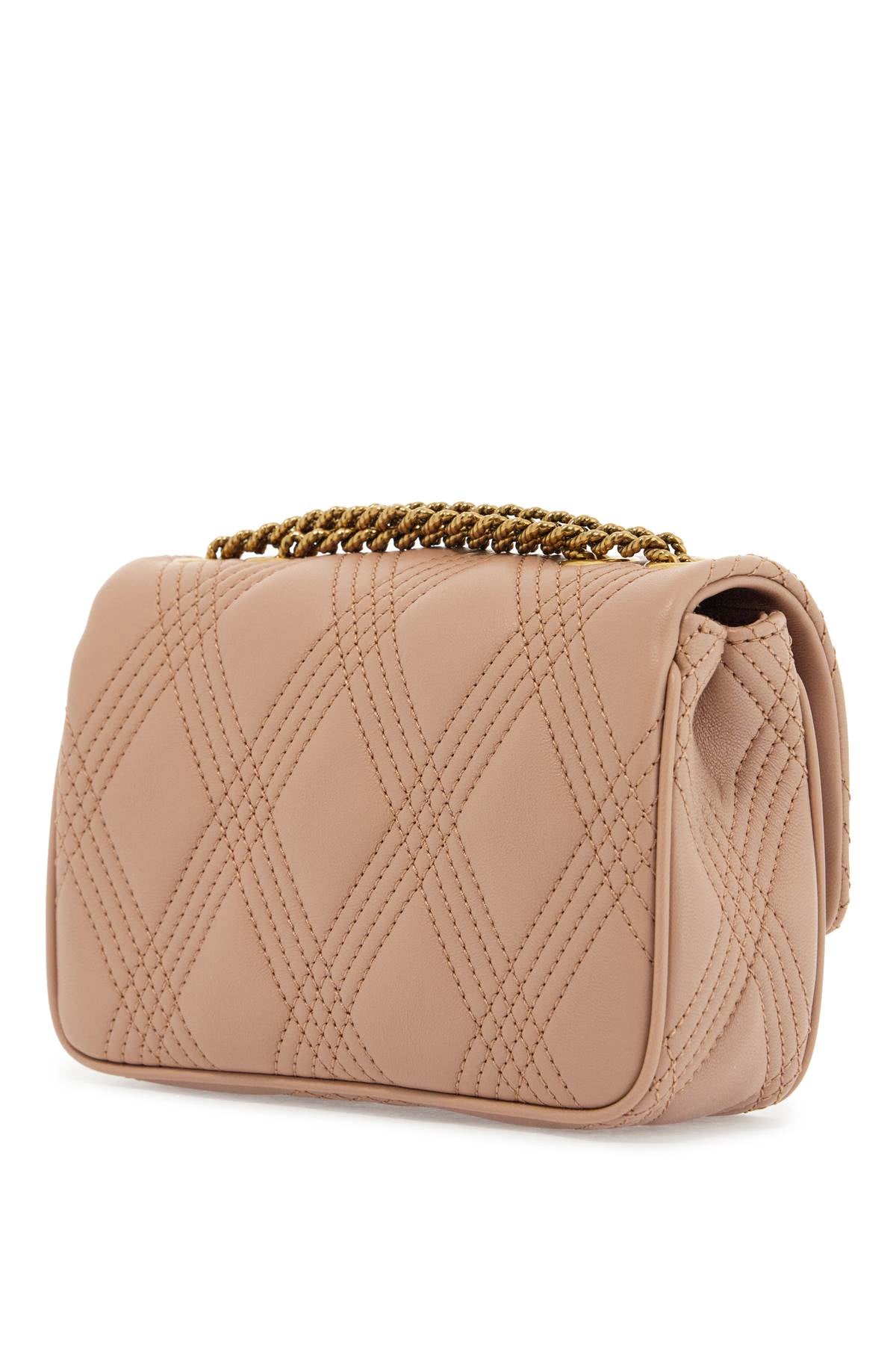 small shoulder bag in cinnamon pink with diamond pattern