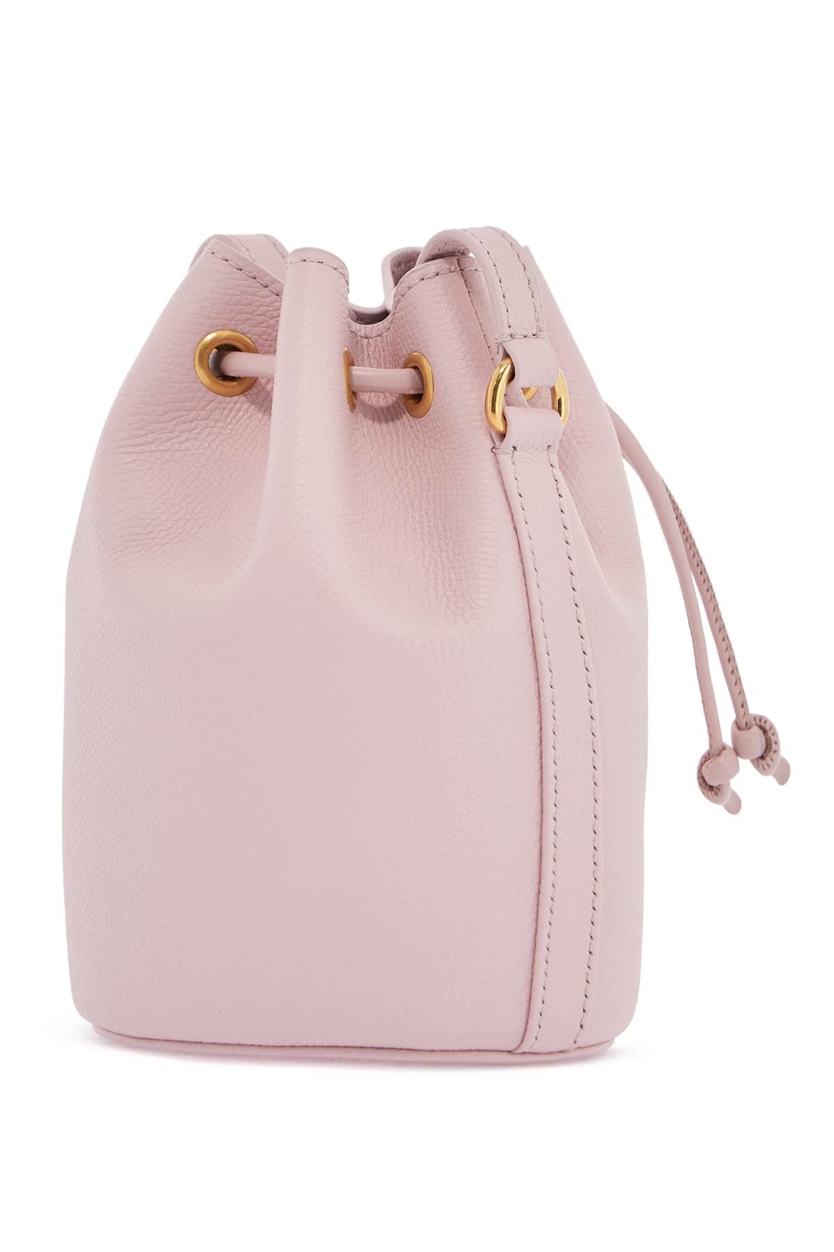 borsa a sacchetto mini in pelle rosa quarzo con tracolla regolabile