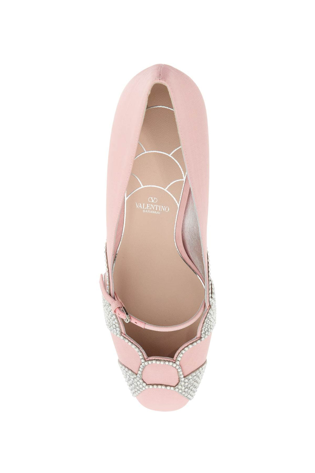 pink satin pumps with rhinestones