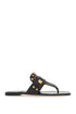 black buffalo leather studded flip-flops