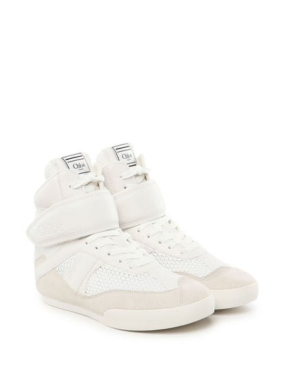 mesh and suede kick high-top sneakers