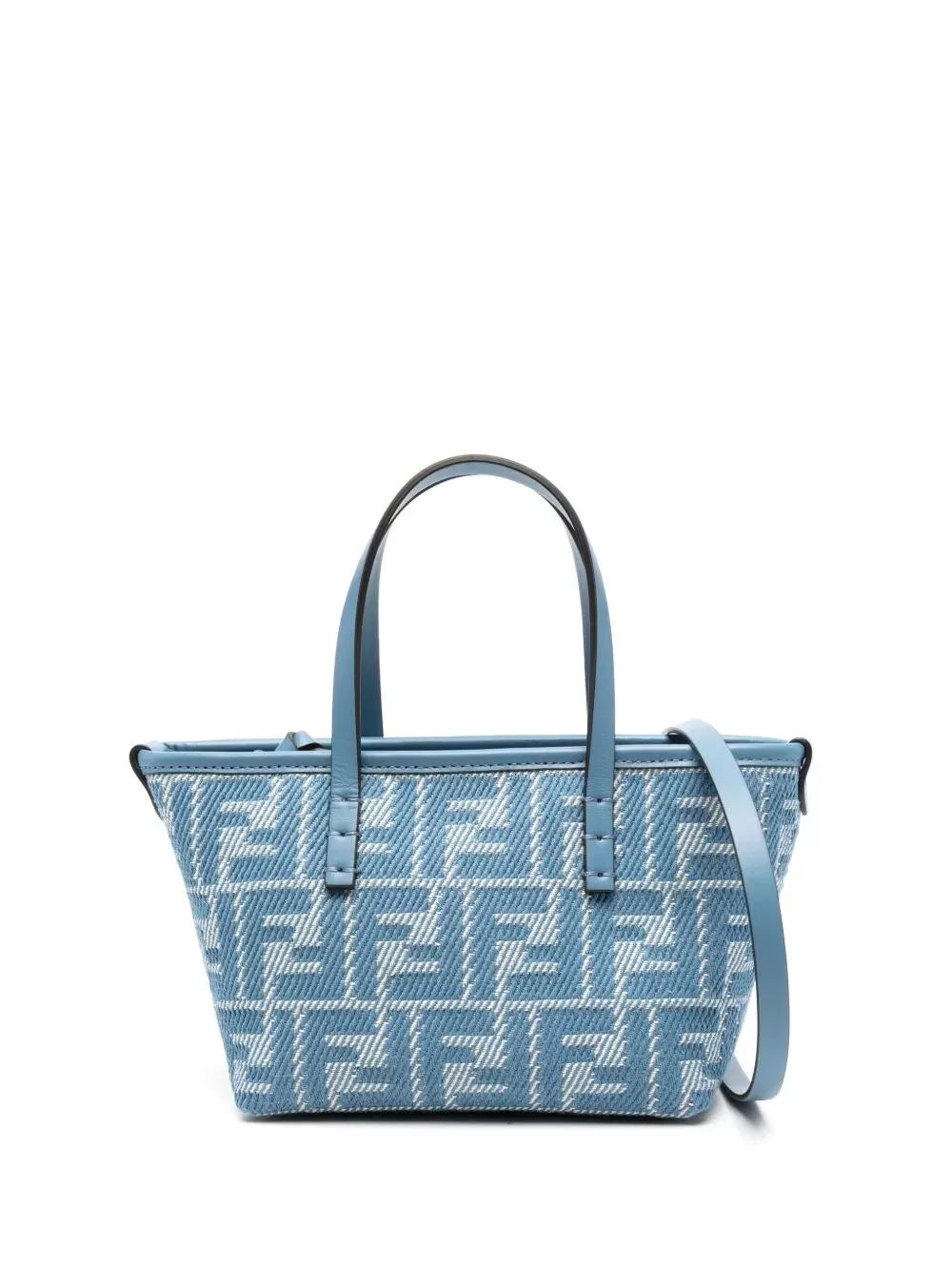 Fendi Denim-effect Ff Jacquard Roll Mini Bag