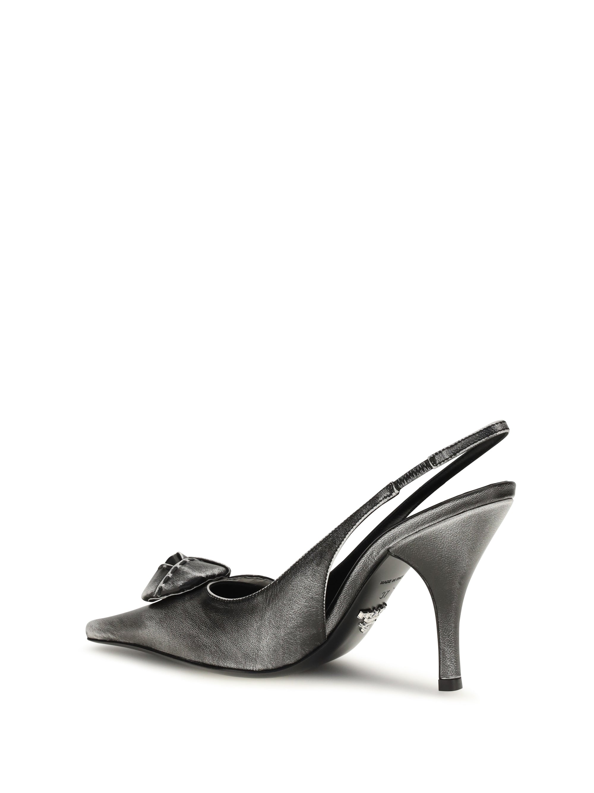 floral-detail leather slingback pumps