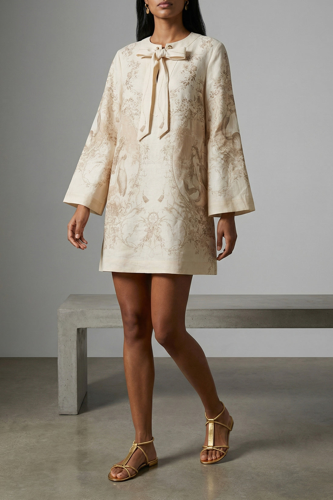 ZIMMERMANN 3 mermaid toile patterned linen mini dress