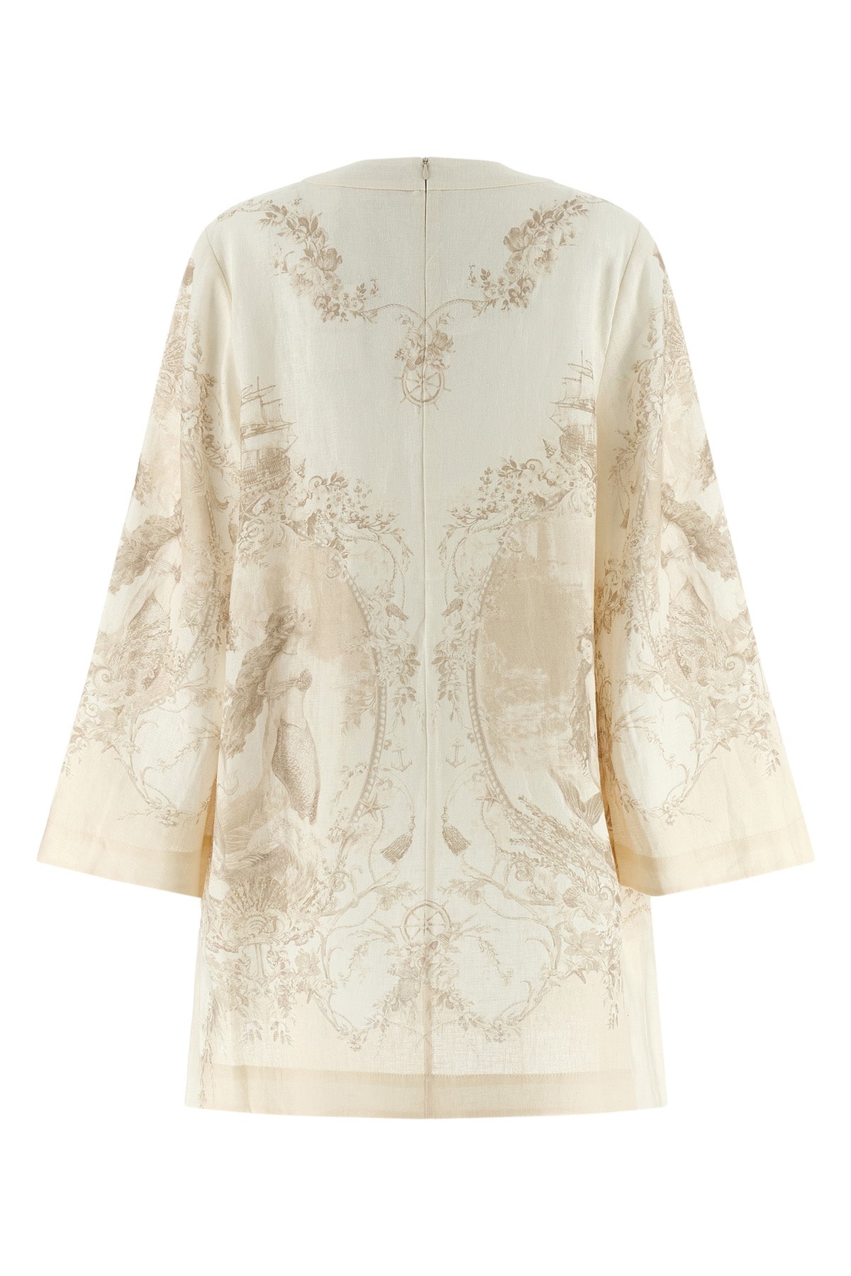 mermaid toile patterned linen mini dress