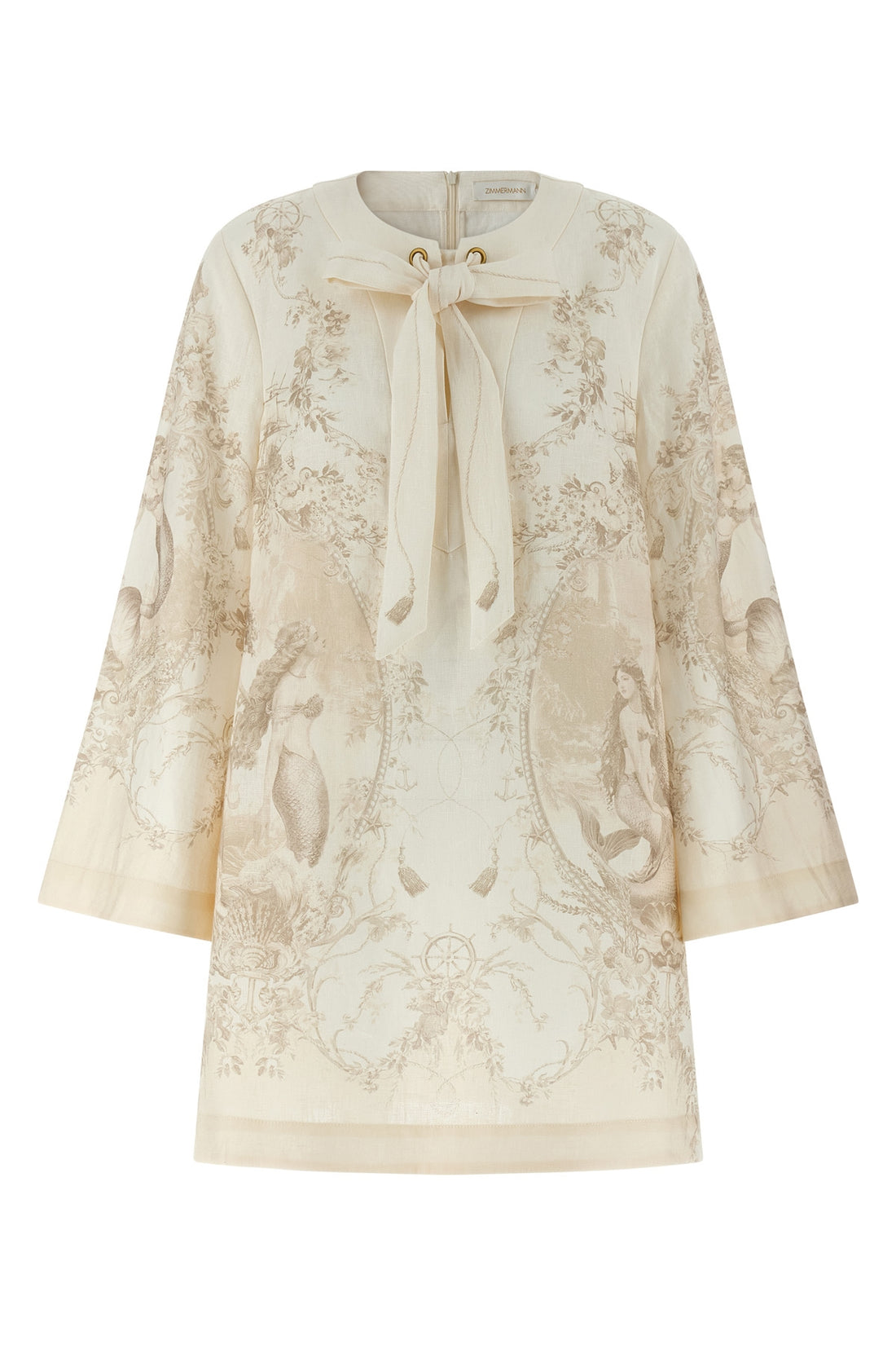 ZIMMERMANN 3 mermaid toile patterned linen mini dress
