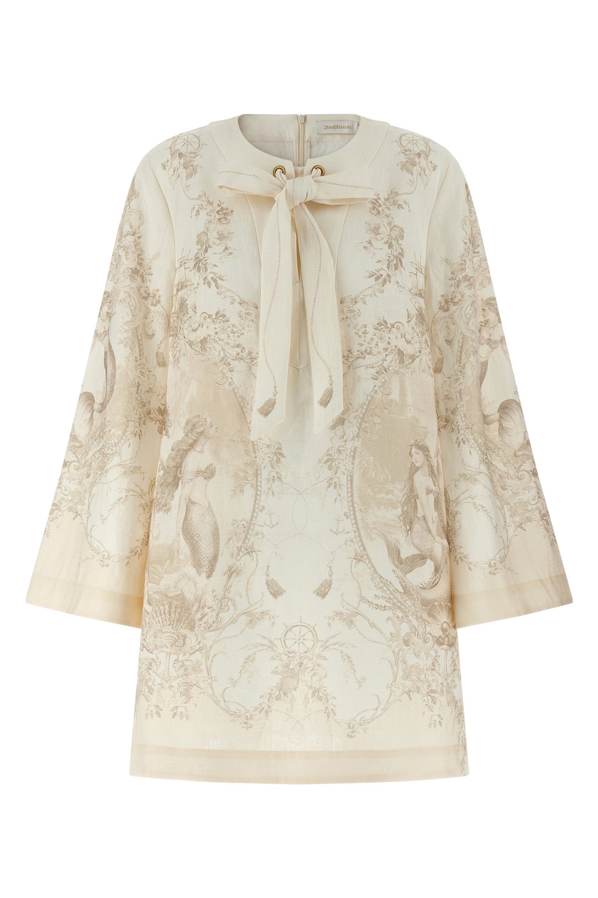 mermaid toile patterned linen mini dress