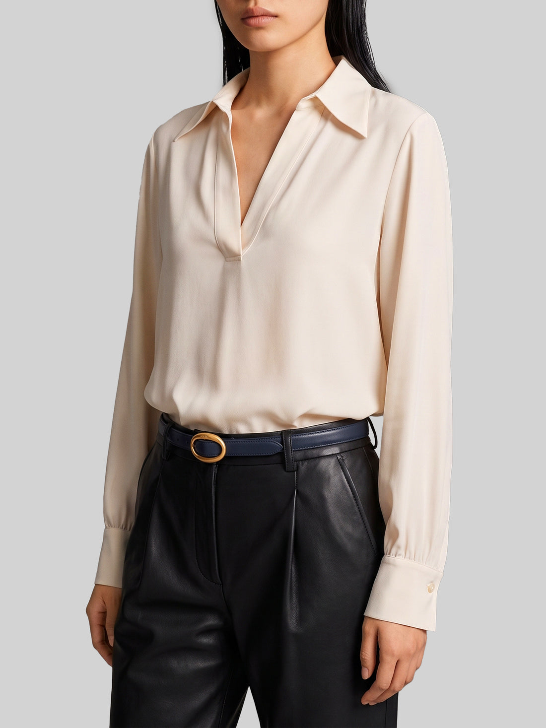 SUTTON NEW YORK 40 champagne double georgette blouse