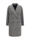 double-breasted wool and alpaca blend coat with sequins
