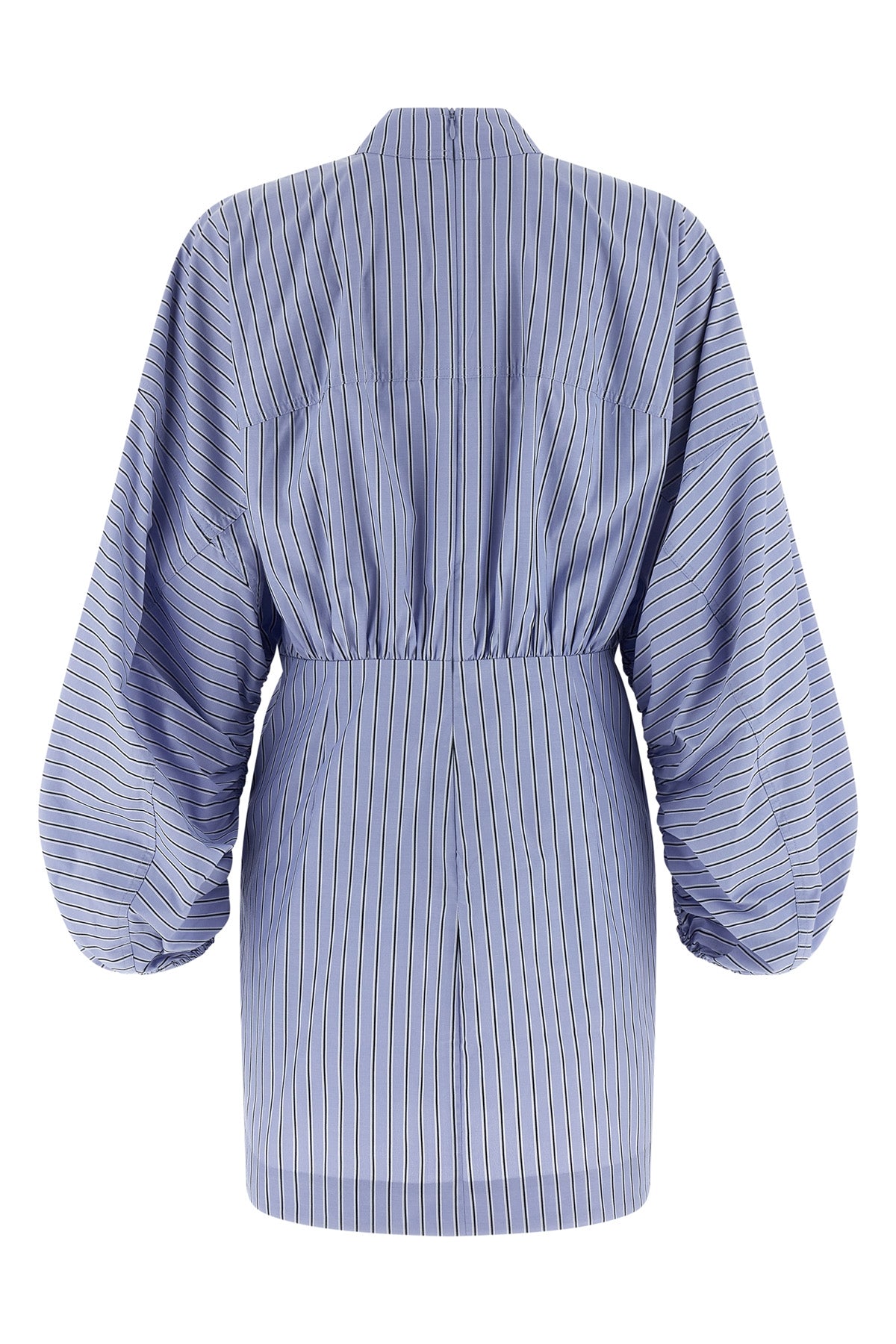 drawstring stripe mini striped cotton poplin dress