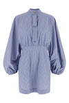 drawstring stripe mini striped cotton poplin dress