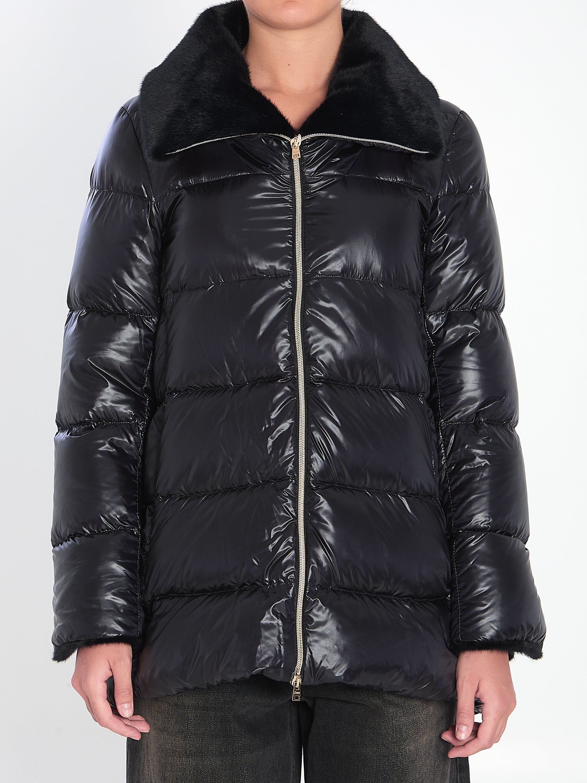 light puffer with collar fur