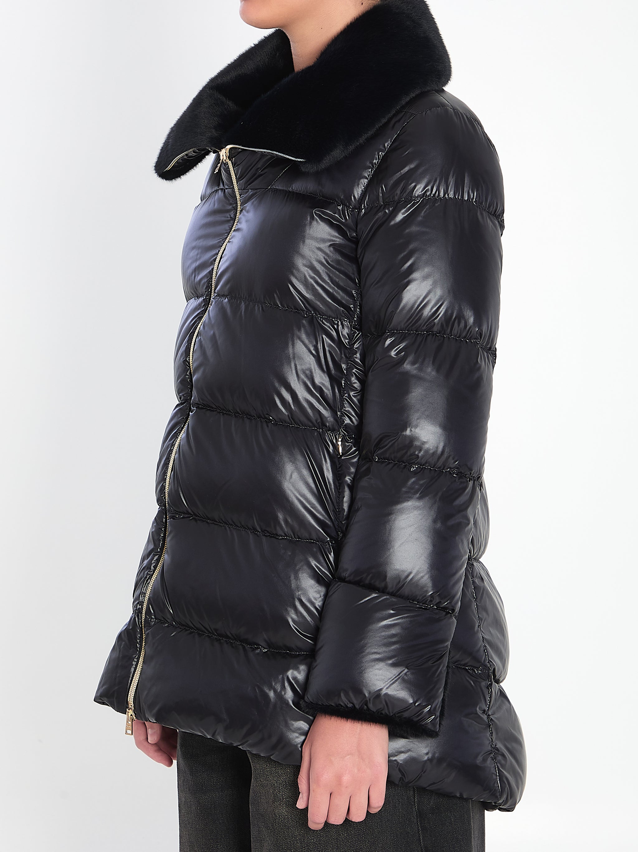 light puffer with collar fur