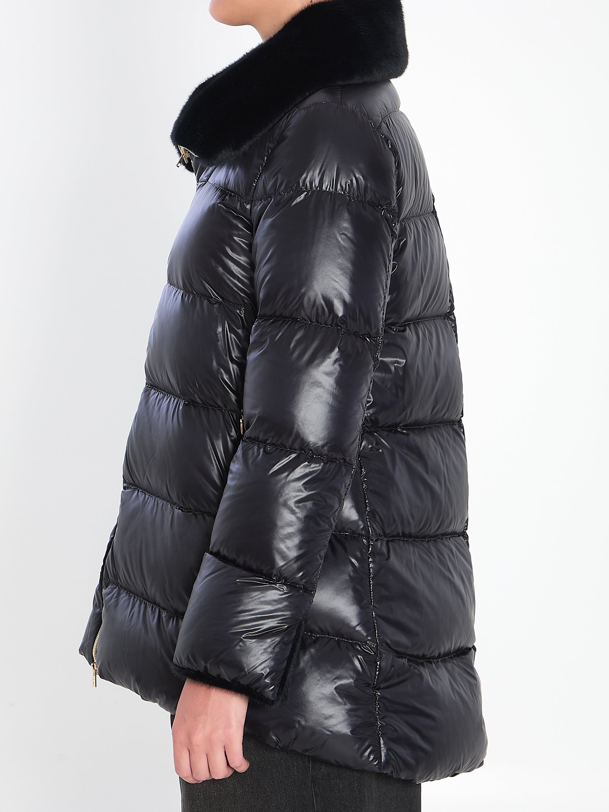 light puffer with collar fur