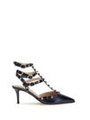 rockstud pumps in laminated leather