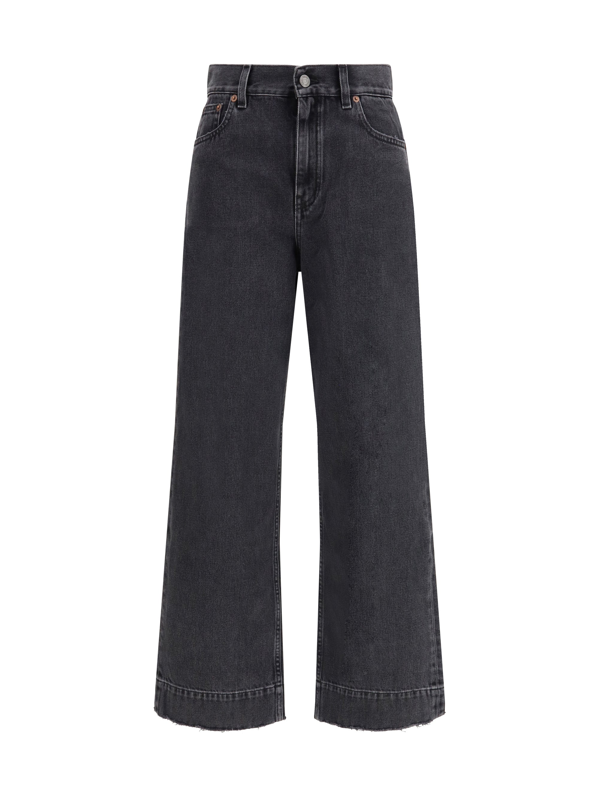 high-waisted cropped denim jeans