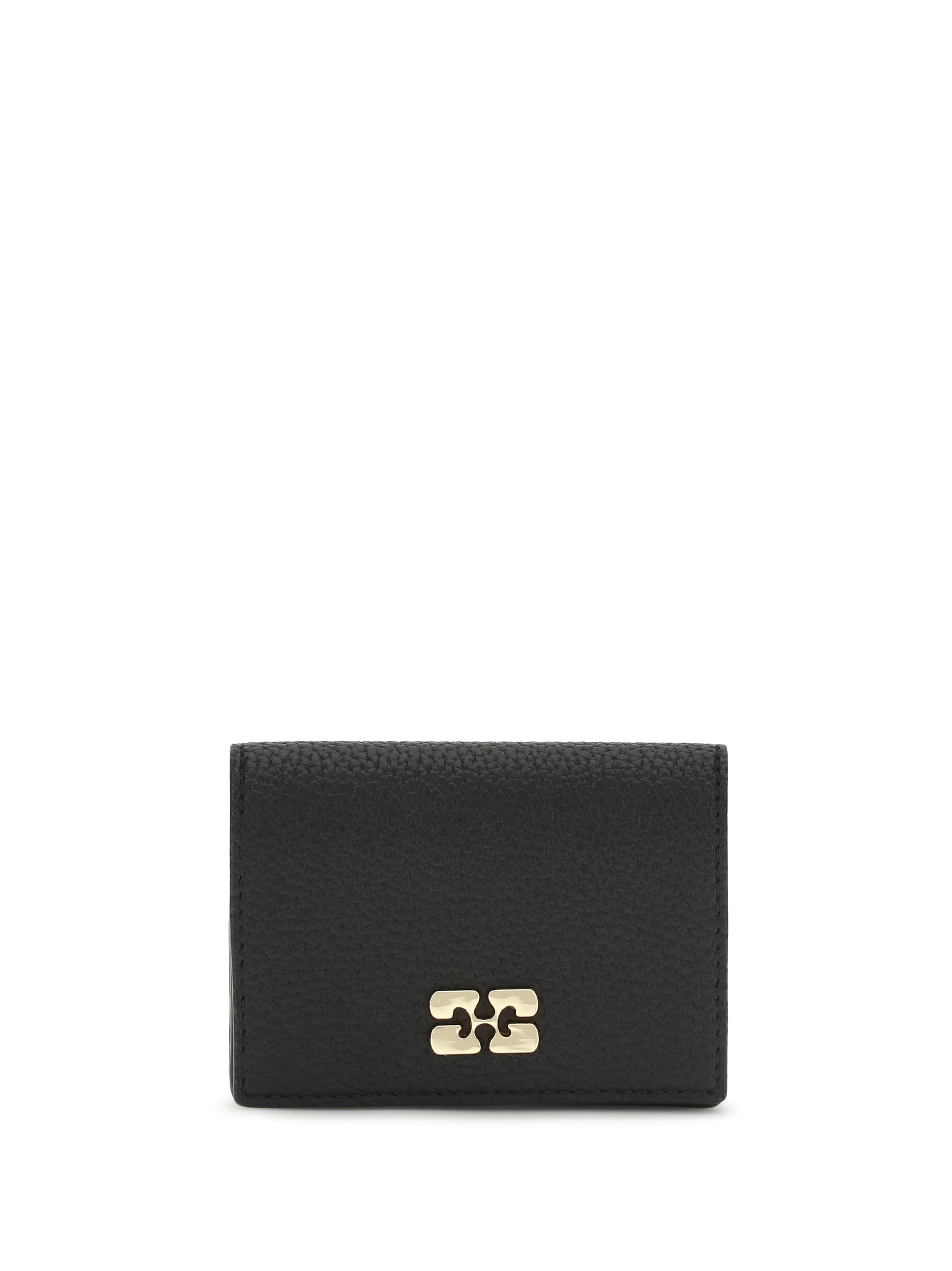 ganni bou card holder with flap grained