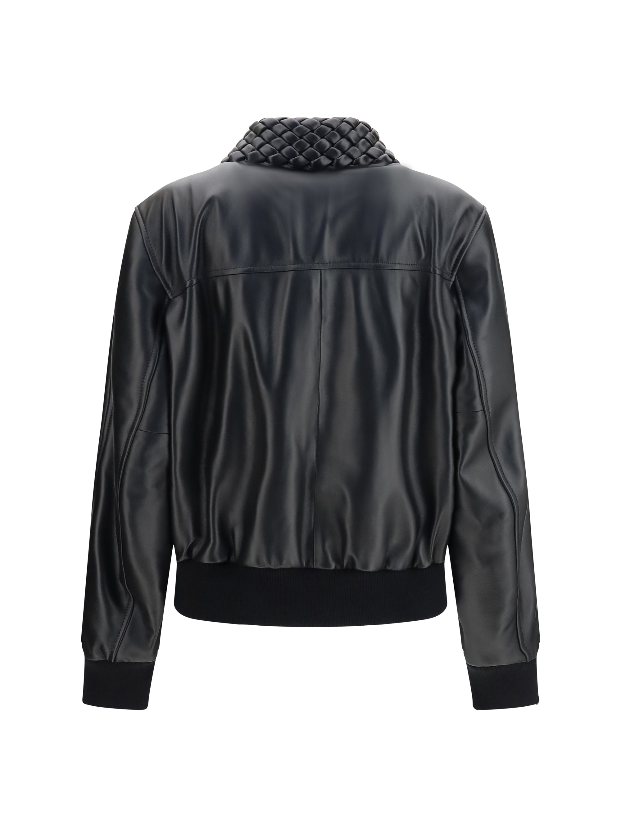 glossy leather padded jacket