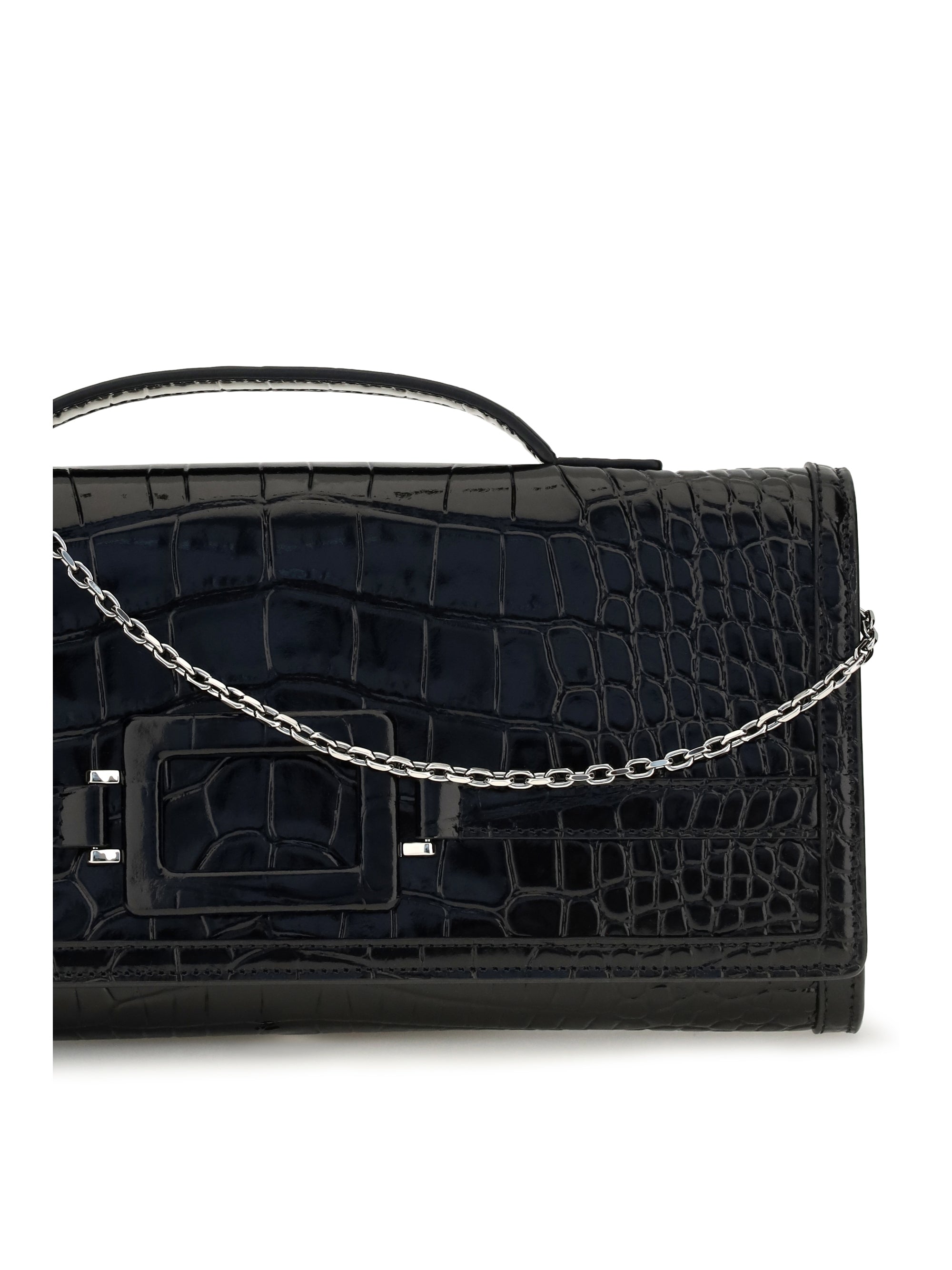 belle vivier crocodile-effect clutch