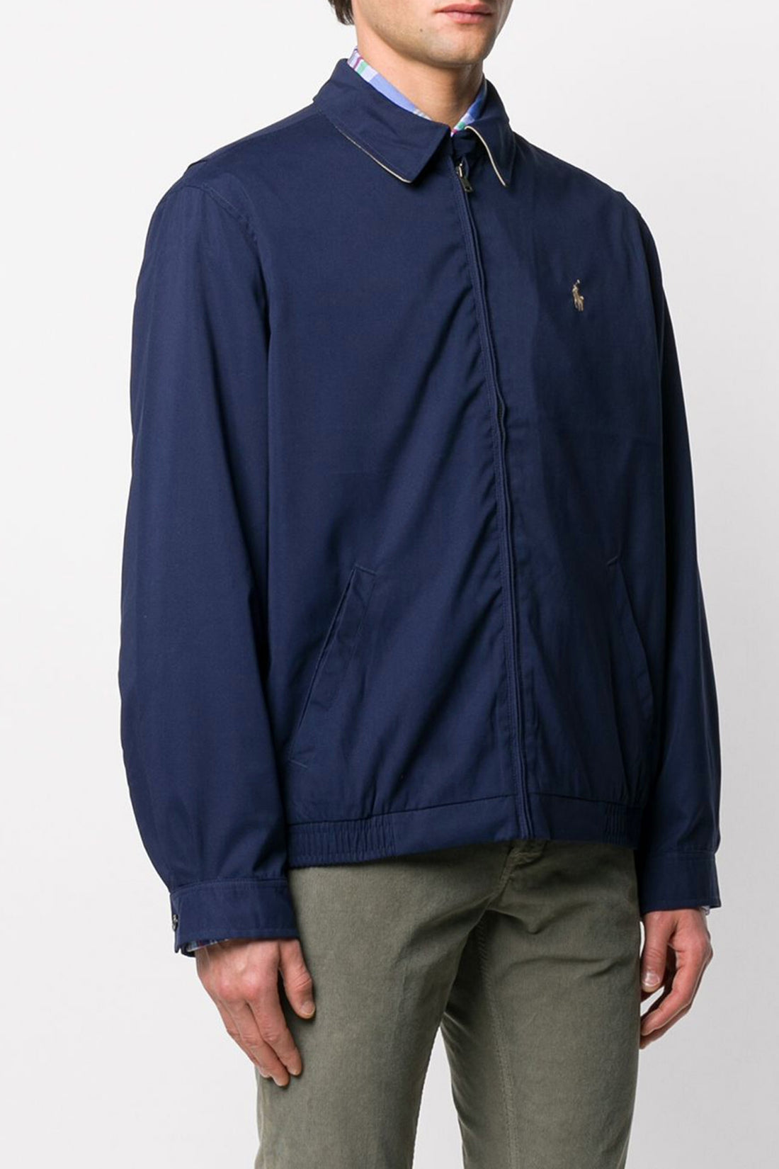 POLO RALPH LAUREN L blue polyester logo embroidery zip