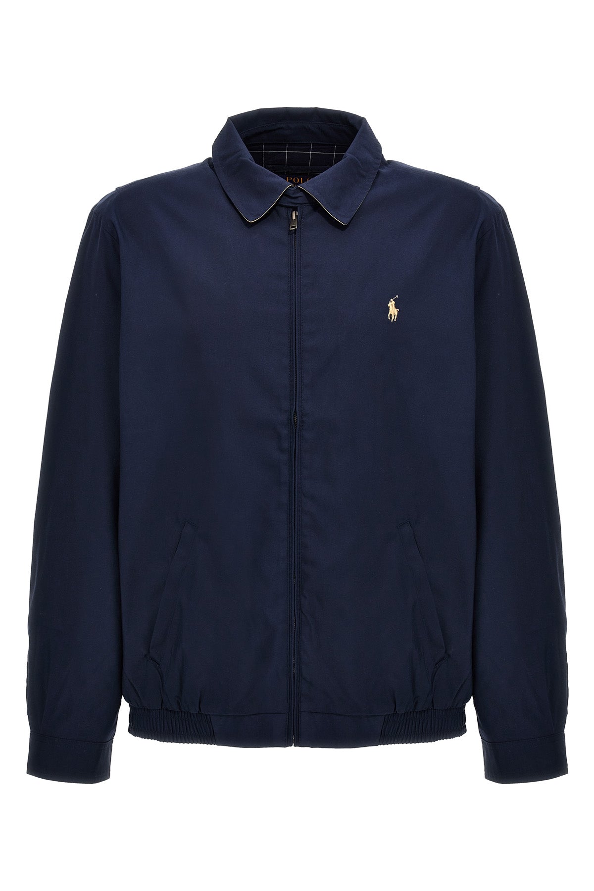 blue polyester logo embroidery zip
