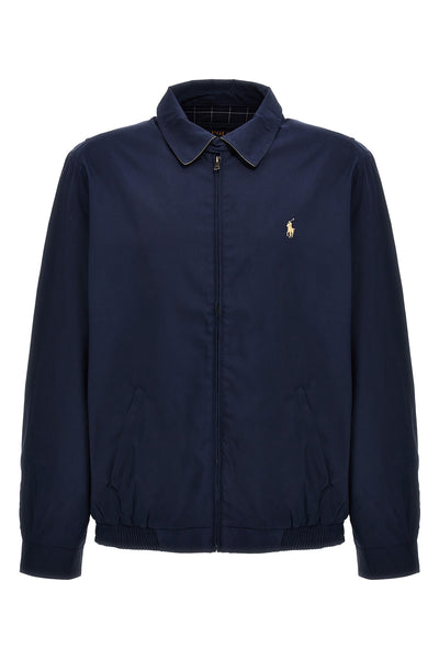 blue polyester logo embroidery zip