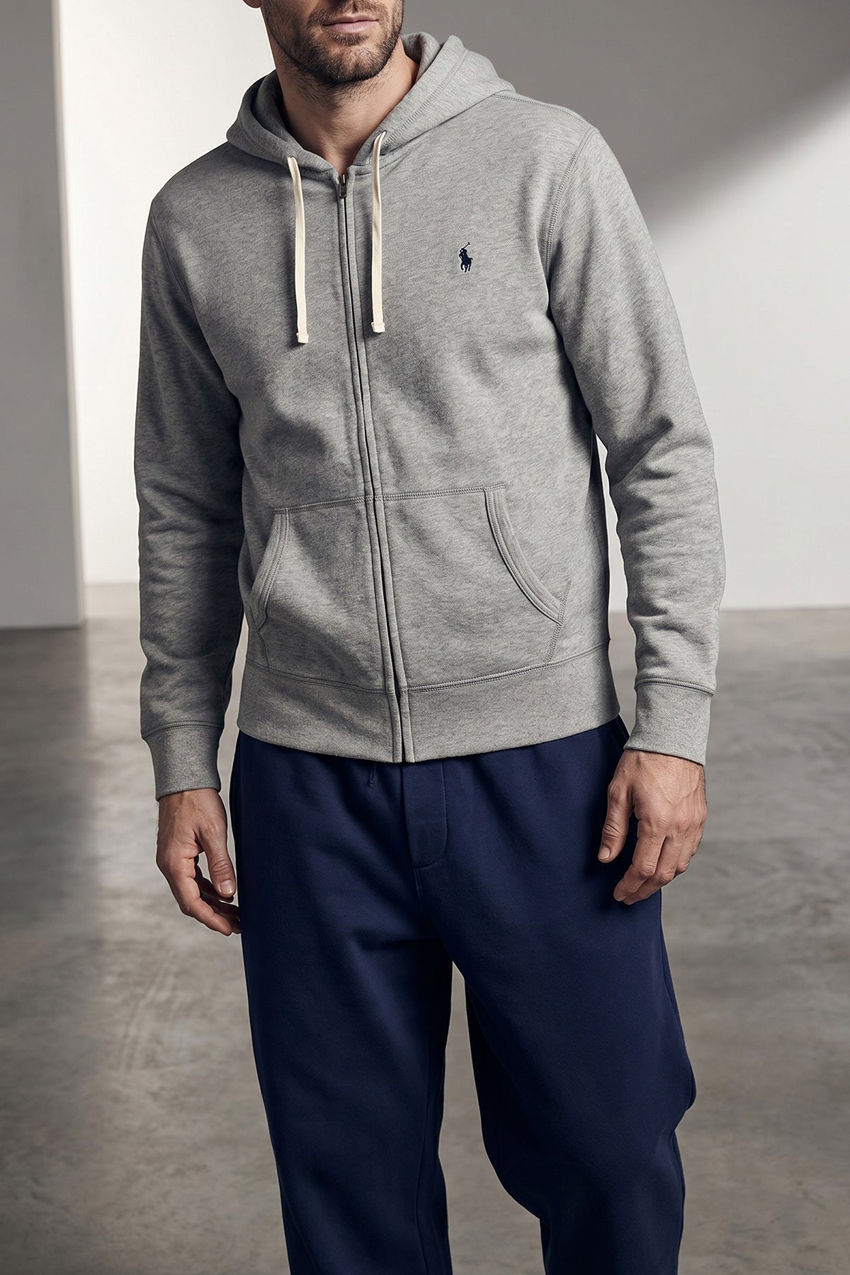 mélange cotton fleece hoodie
